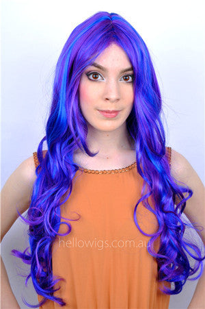 purple curly wig